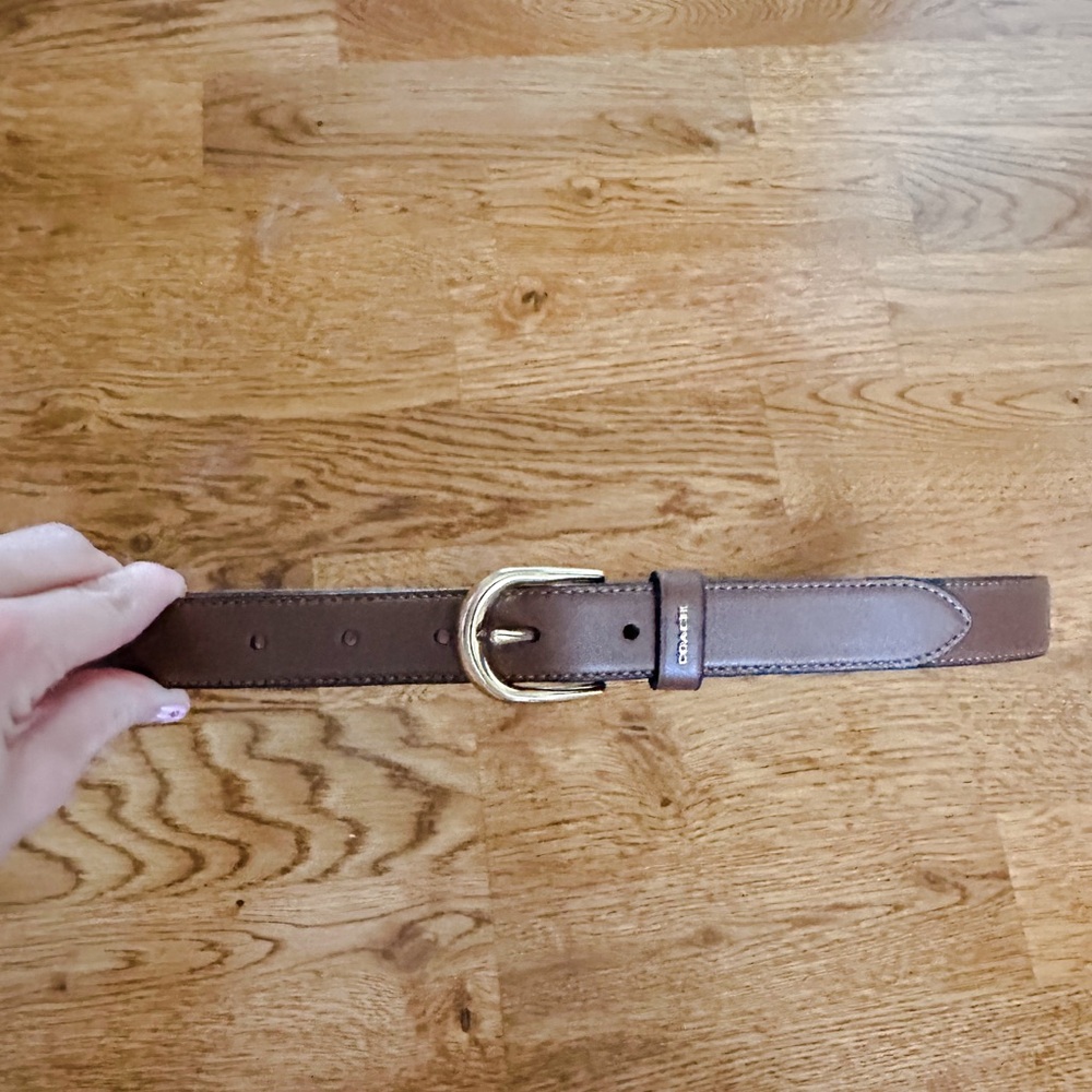 Coach Classic Leather Belt in Brown with Gold Hardware Size S 25mm W - Picture 2 of 8